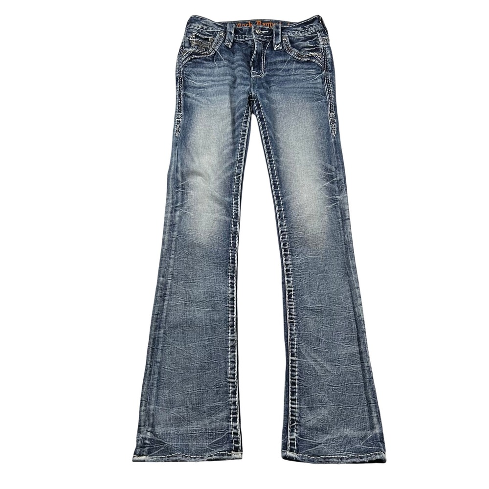 Rock Revival Jeans Womens 24 Rosalie Bootcut Embroidered Acid Bling Y2K Cowboy